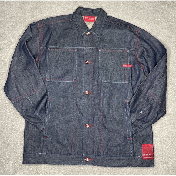 Vintage Platinum Fubu Fat Albert Denim Jean Jacket Mens XL Blue Rap Hip Hop - Picture 2 of 14